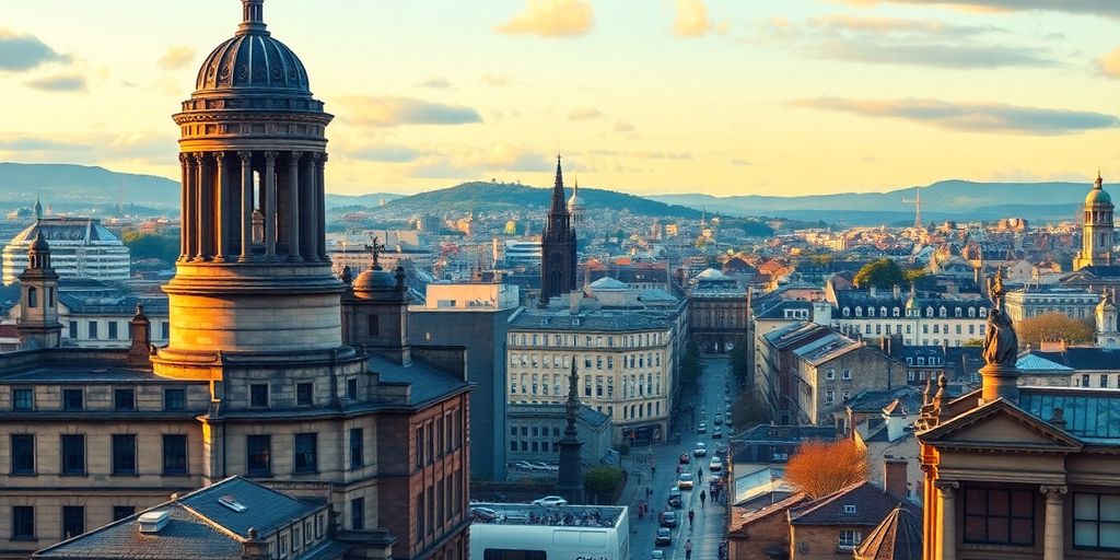 Edinburgh cityscape with iconic landmarks and vibrant atmosphere.