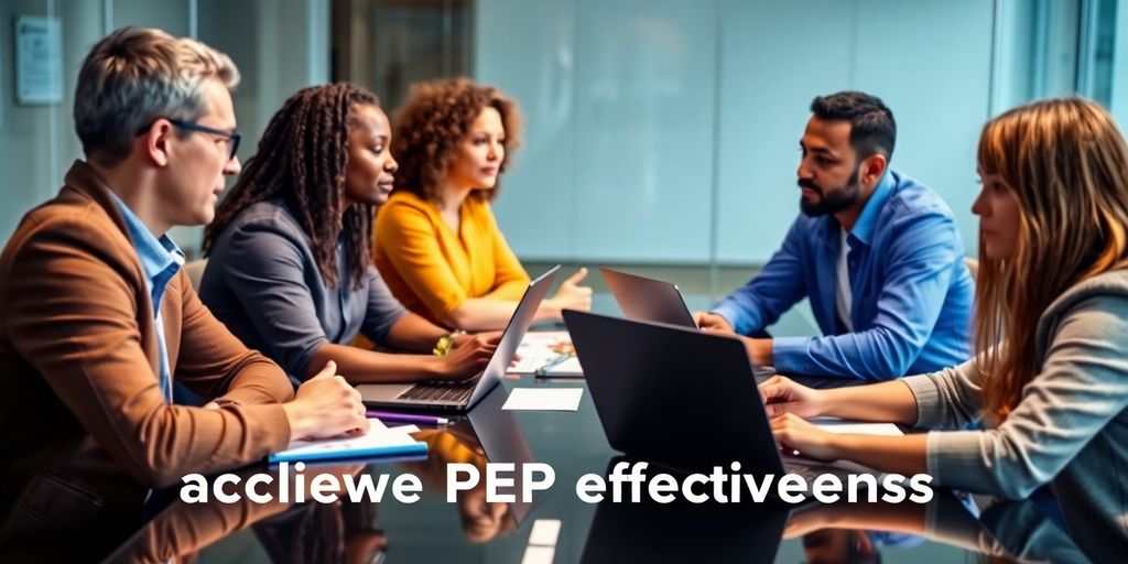 Group collaboration in a professional setting for PEP success.