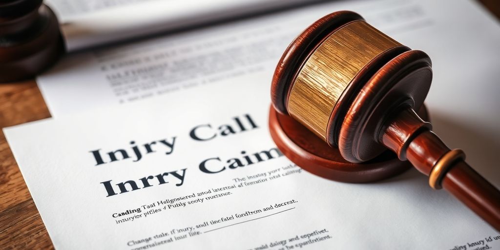 Gavel on legal documents for injury claims.