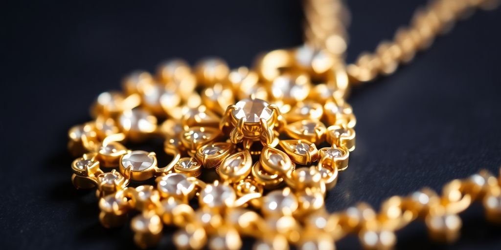 Bijoux en or avec détails et éclat visuel.