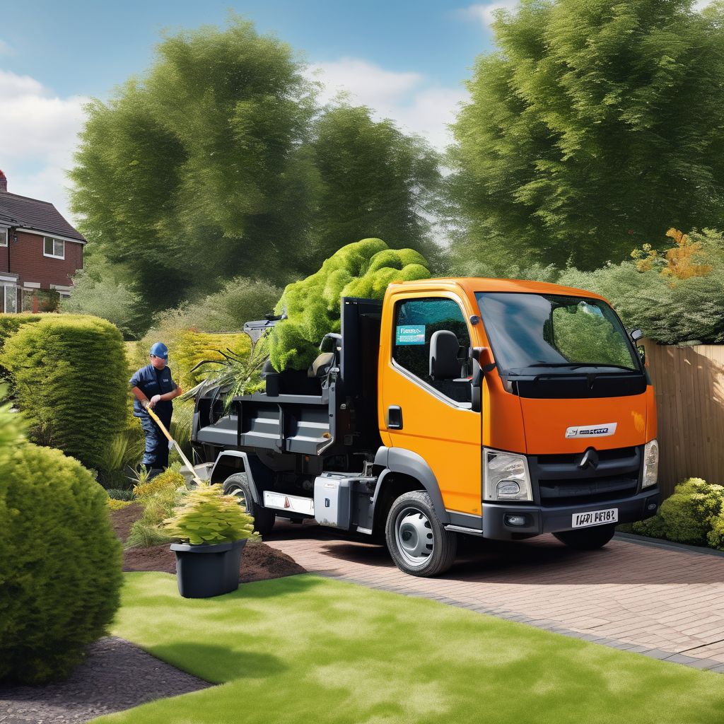 garden clearance service team working in suburban area