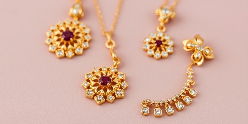 Bijoux en or préparés pour la vente aux enchères.