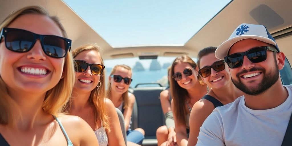 Group enjoying a Cabo tour van.