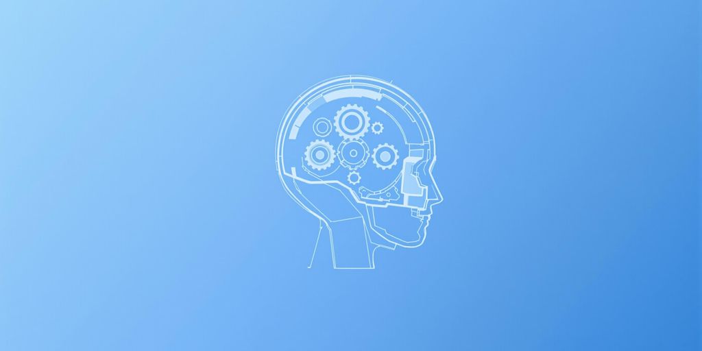 Minimalistic robot head with gears.