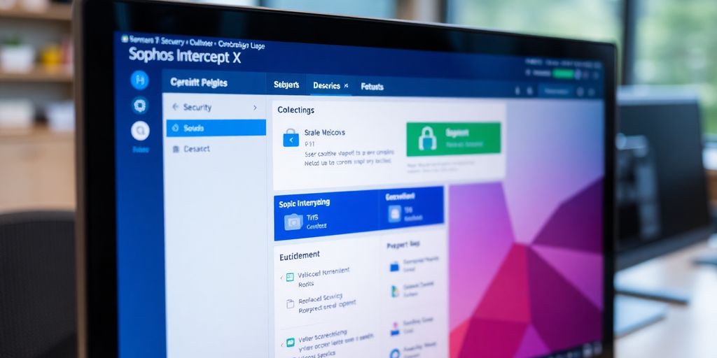 Computer screen showing Sophos Intercept X security interface.
