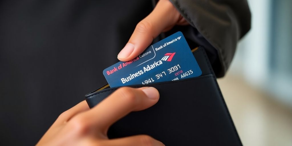 Close-up of a business credit card in a wallet.