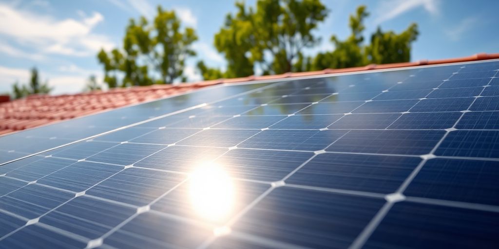 Panneau solaire aérovoltaïque sur toit ensoleillé