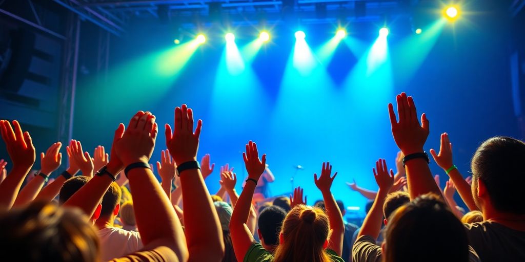Crowd enjoying a live Christian music concert.