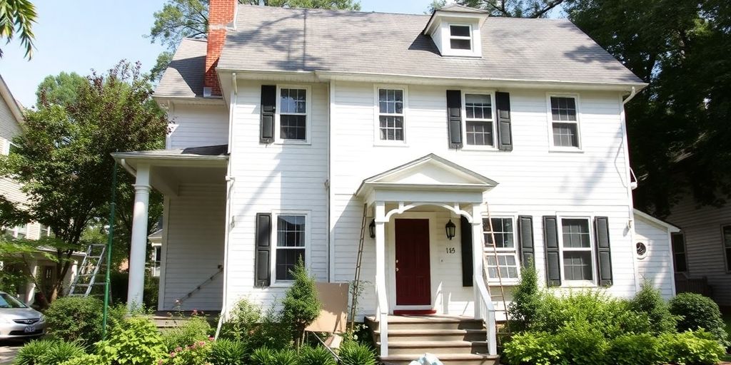 Druid Hills house exterior with renovation in progress.