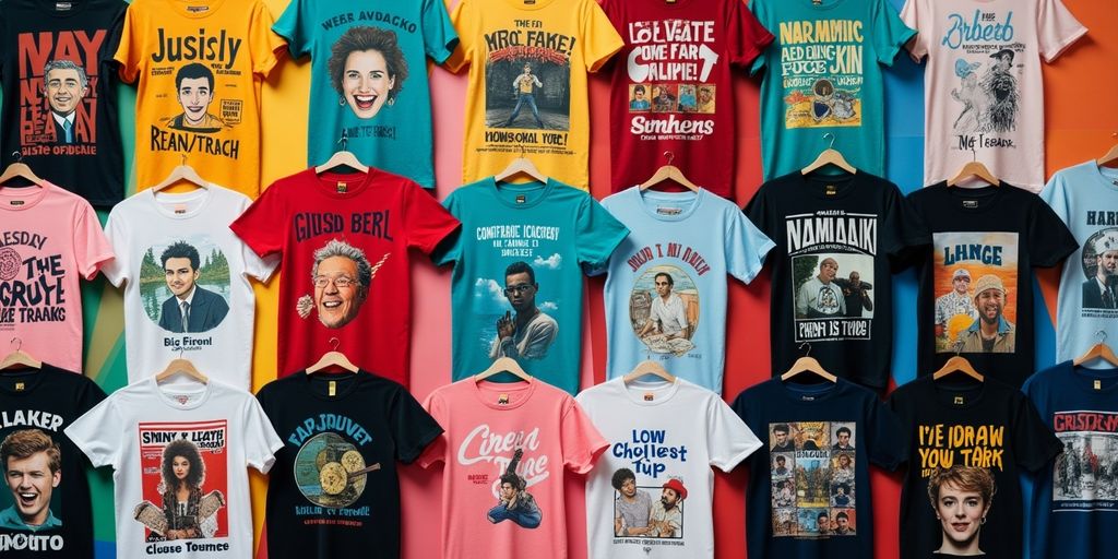 Colourful funny t-shirts in creative designs and styles.