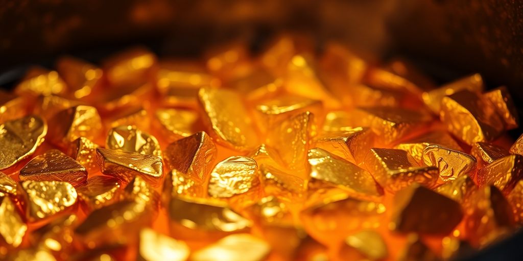 Photographie de l'or fondu dans un fourneau.