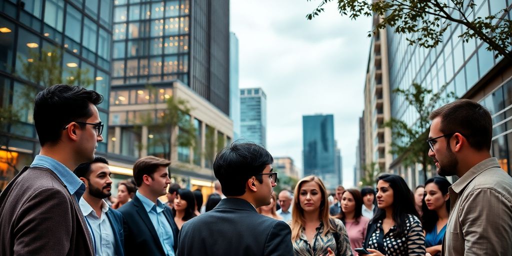 Ljudi u kancelariji, razgovor o veštačkoj inteligenciji.