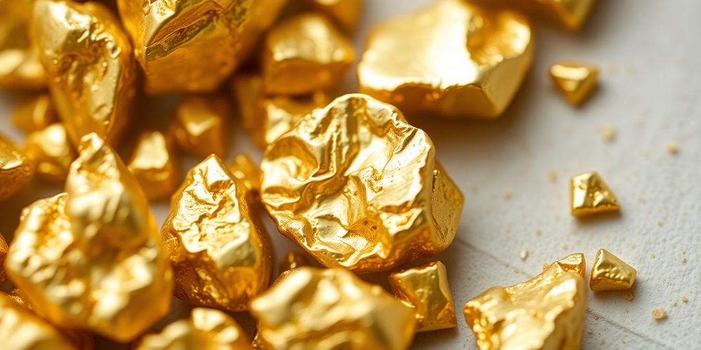 Gros plan sur des pépites d'or éthique.