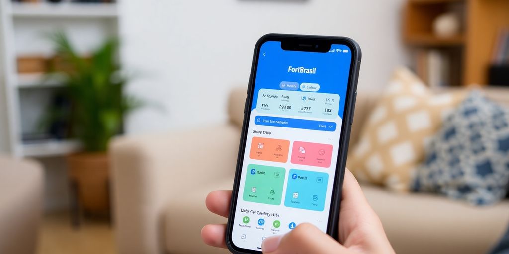 Imagem do aplicativo FortBrasil em um smartphone.