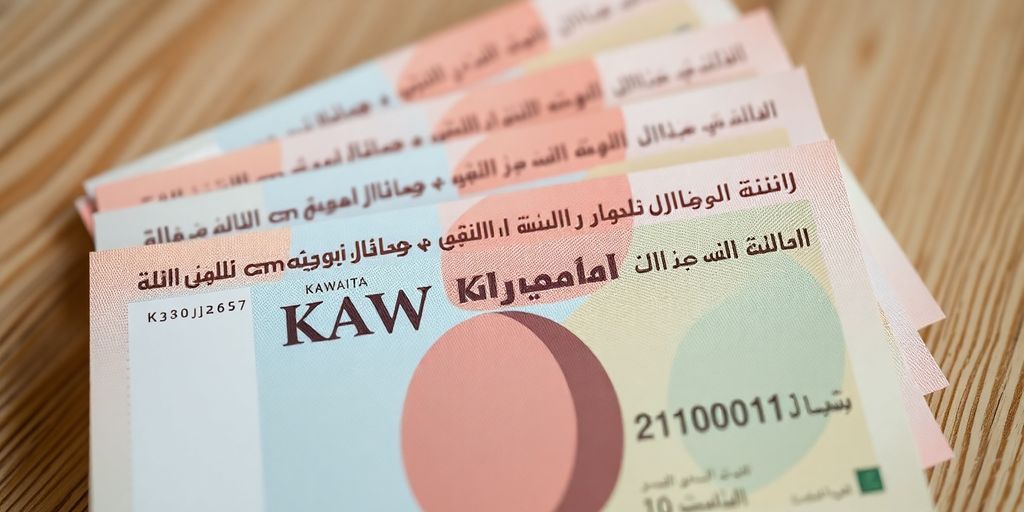 Photograph of high-quality counterfeit Kuwaiti banknotes.