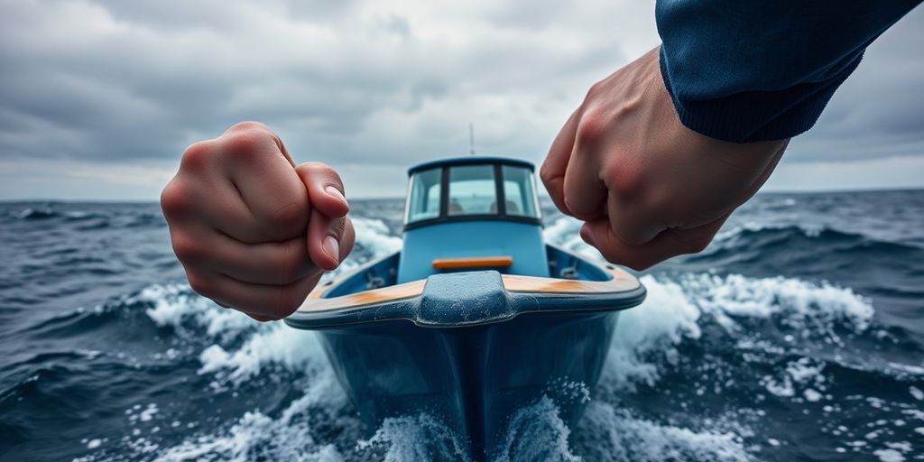 Firm hands navigating turbulent financial waters.