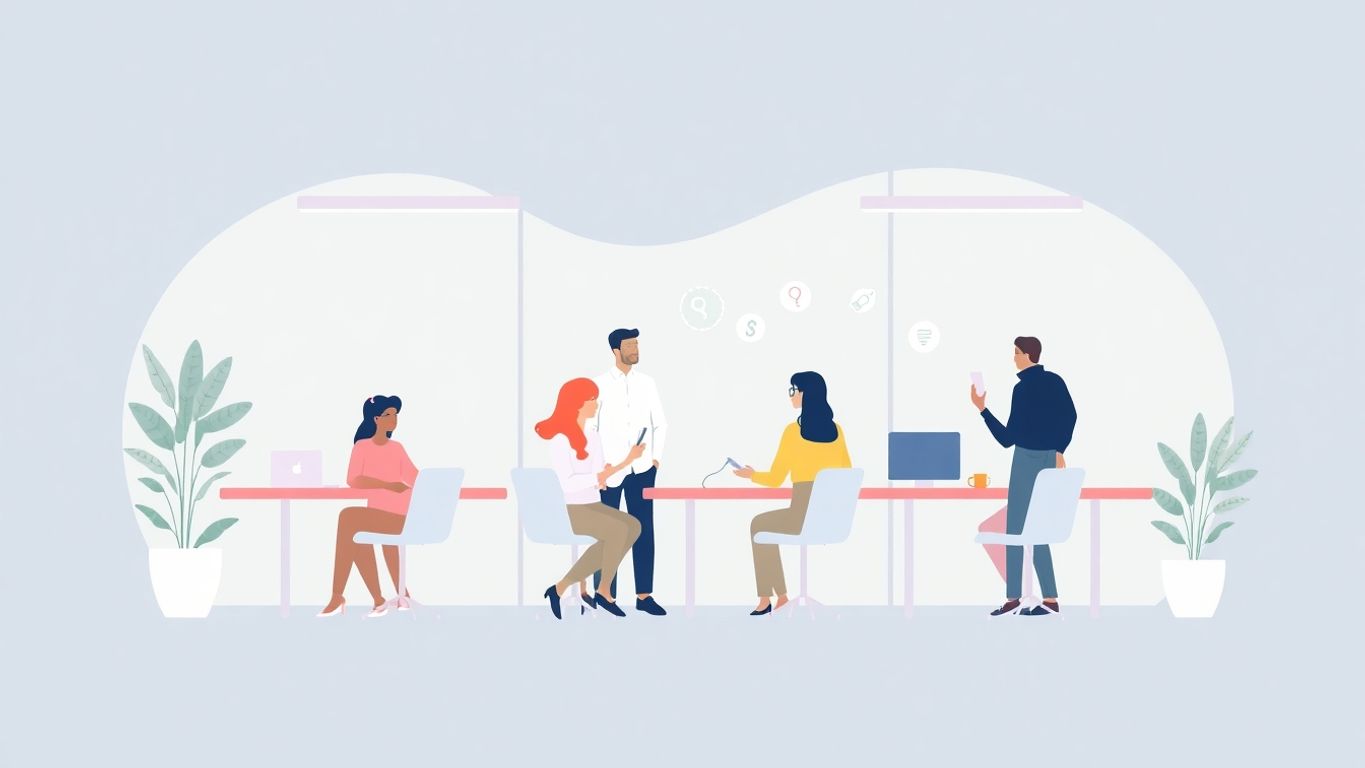 Illustrasjon av gründere i samarbeid.