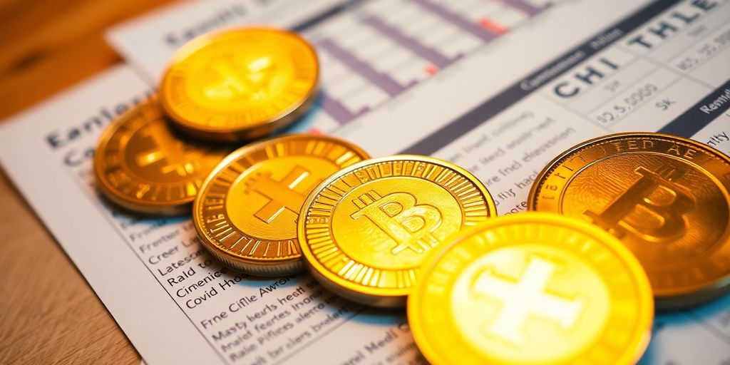 Pièces d'or sur documents financiers
