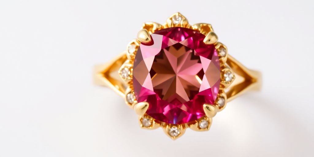 Bague en or avec pierre précieuse brillante.