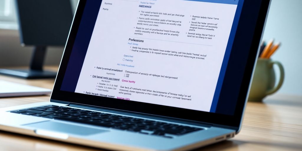Professional resume on a laptop screen