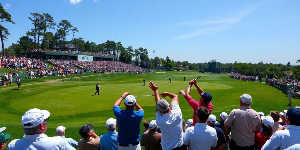 Golfers competing in the PGA Championship tournament.