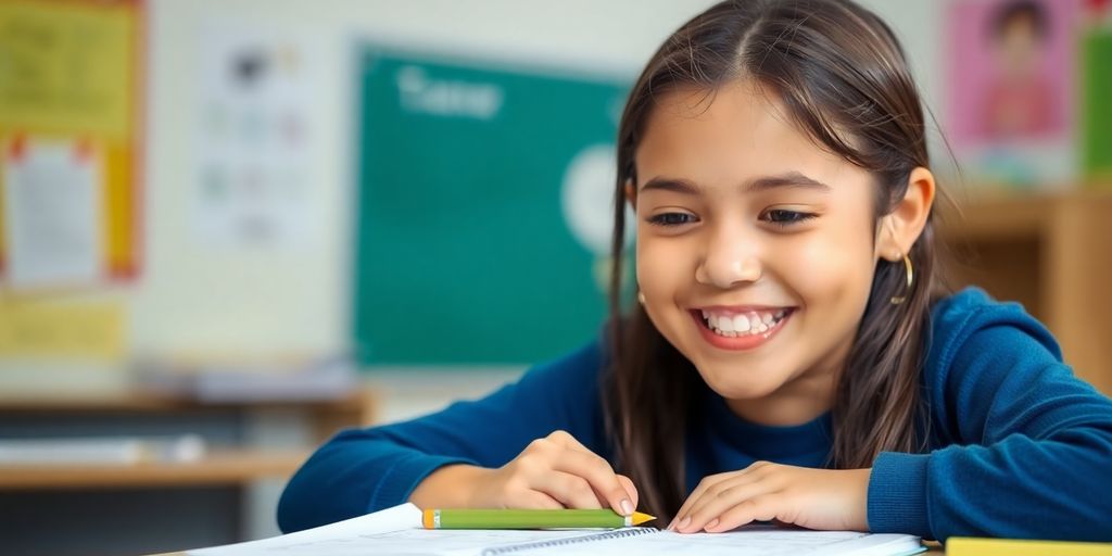 Student happy with improved test scores.