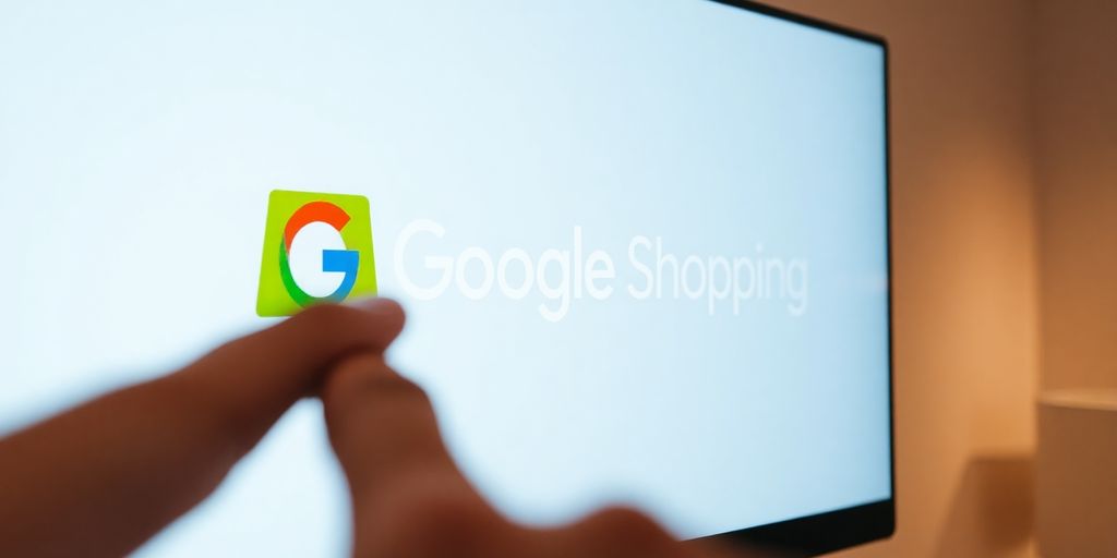 Logo Google Shopping sur un écran d'ordinateur ou de téléphone