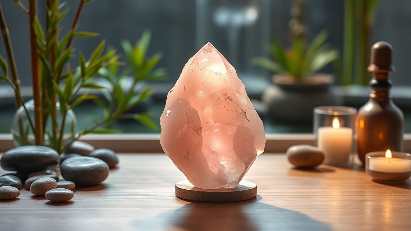 Aphrodite crystal with Feng Shui decor and soft lighting.