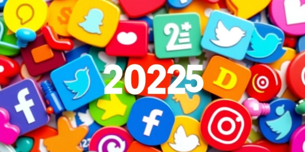 Colorful website design with social media icons.