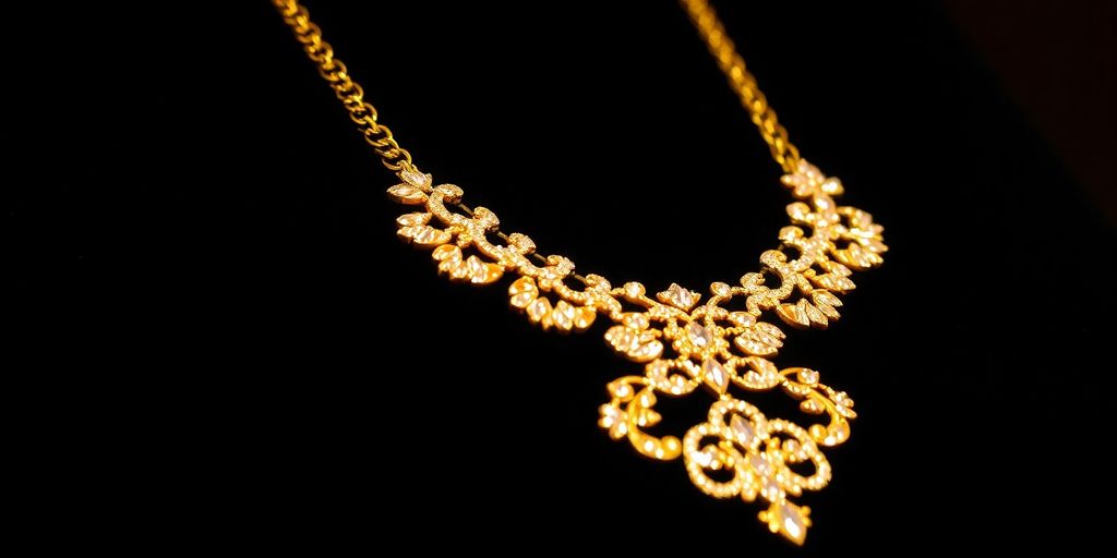 Bijou en or sur un fond velouté sombre.