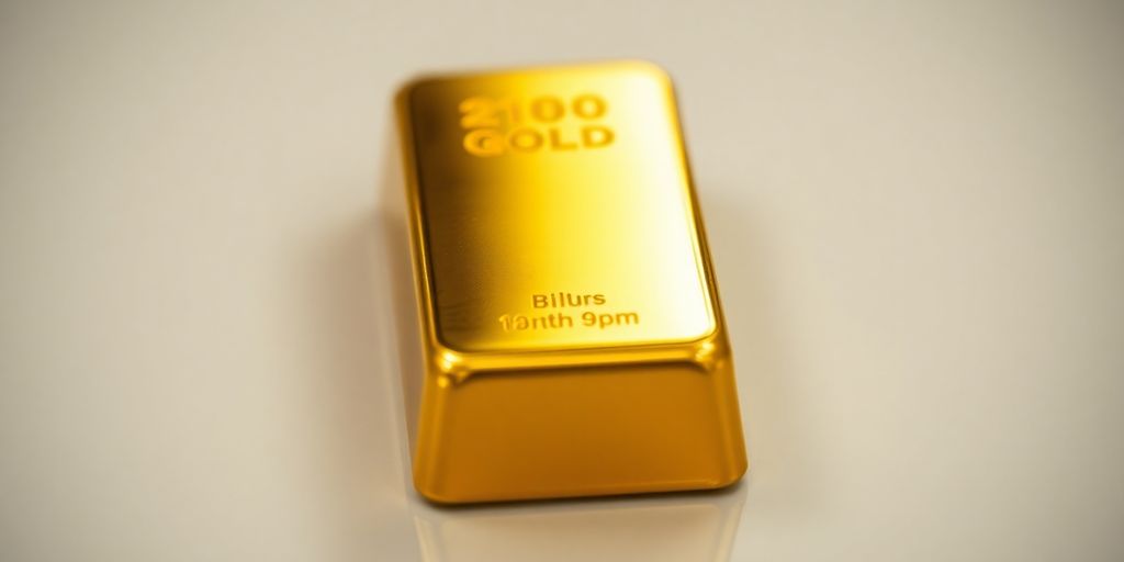 Lingot d'or brillant sur fond neutre.