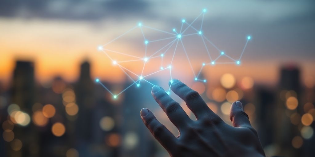 Digital finance concept with global connections.