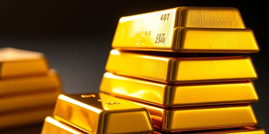 Lingots d'or brillants sur fond sombre