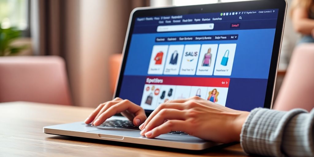 Laptop mostrando tienda online exitosa y feliz dueño.