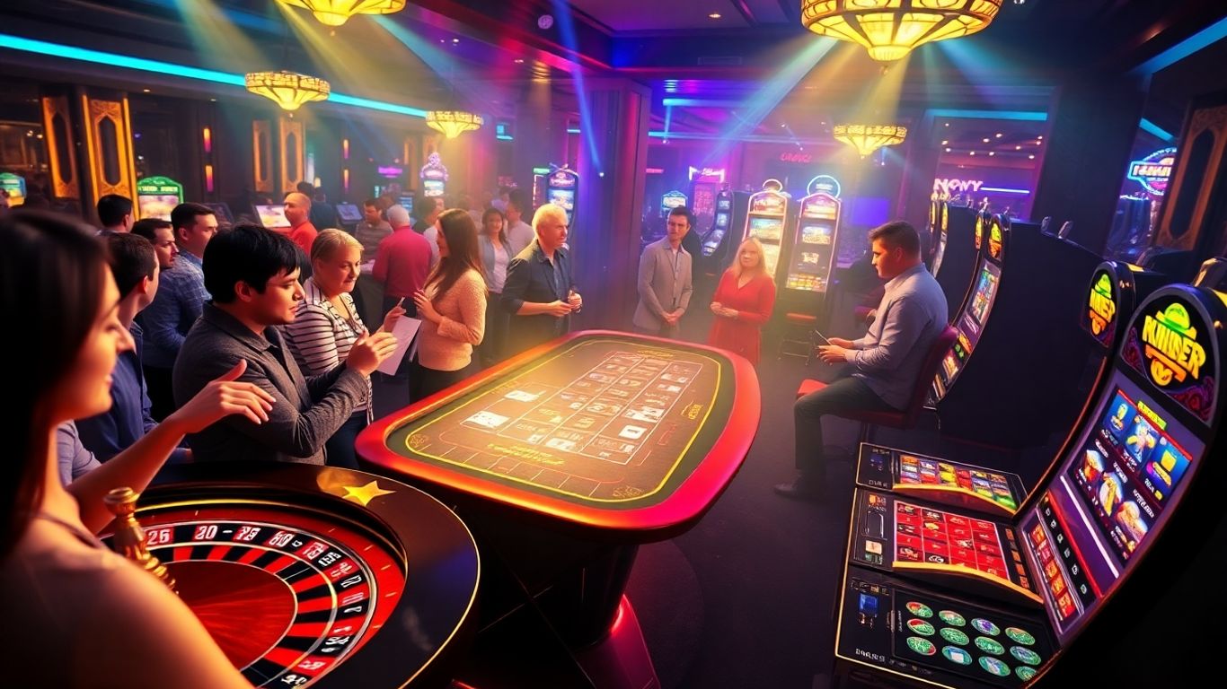 ภาพผู้คนสนุกกับการพนันออนไลน์