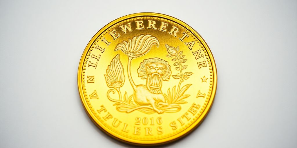 Une pièce d'or Krugerrand brillante et détaillée.