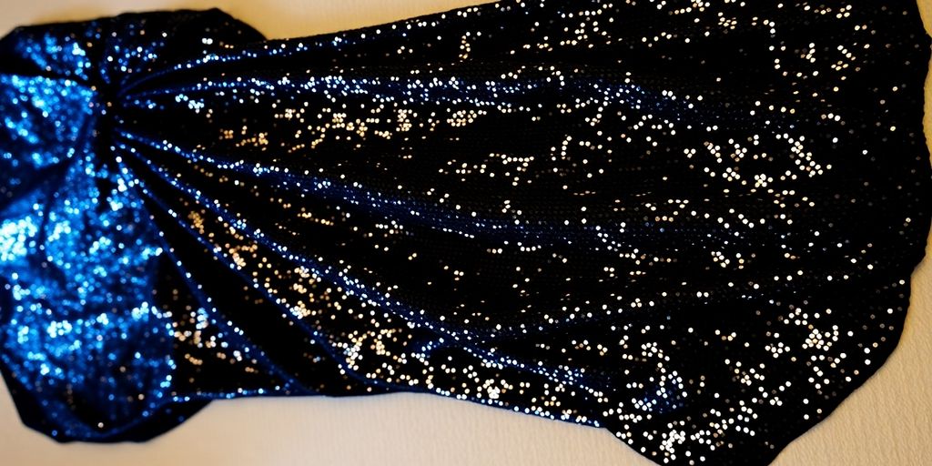 Sparkly black dress hanging elegantly.