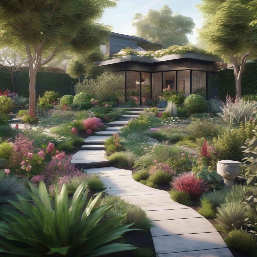 peaceful garden landscape design with people connecting with nature