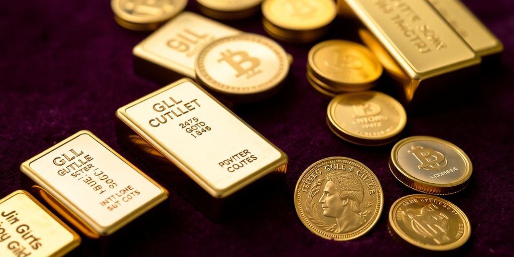 Différentes formes d'or sur une surface en velours.