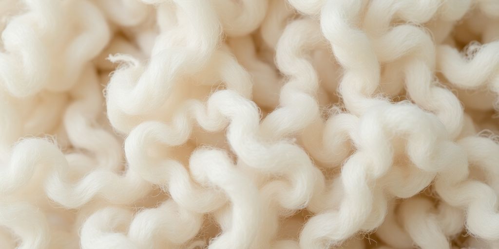 Soft, fluffy merino wool fibers close-up.