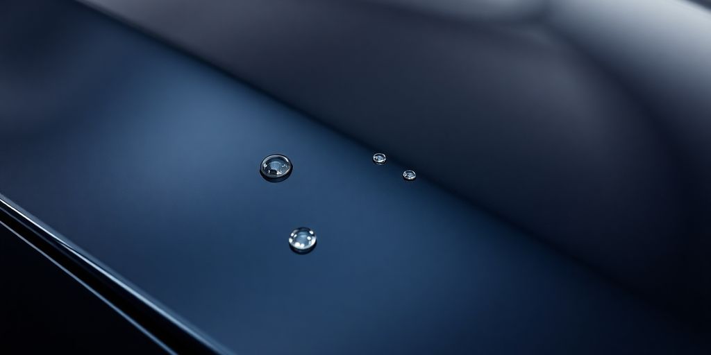 Glanzende auto met waterdruppels door keramische coating