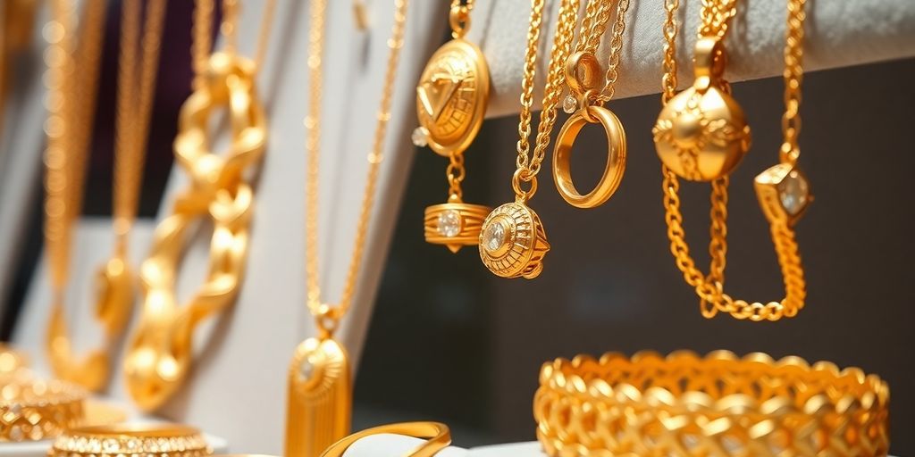 Bijoux en or à vendre dans un cadre élégant.