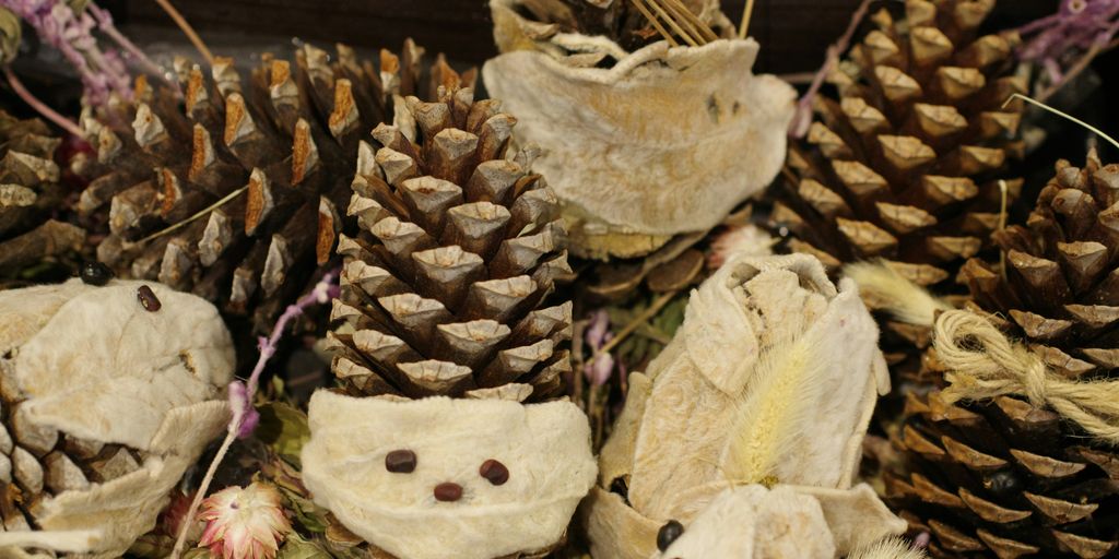 A pile of pine cones sitting on top of a table