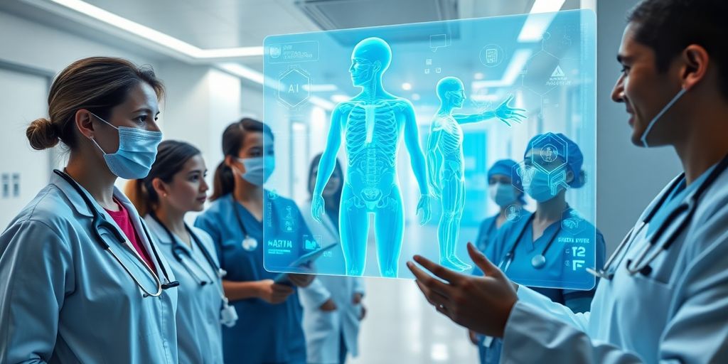 AI assisting doctors with patient data.