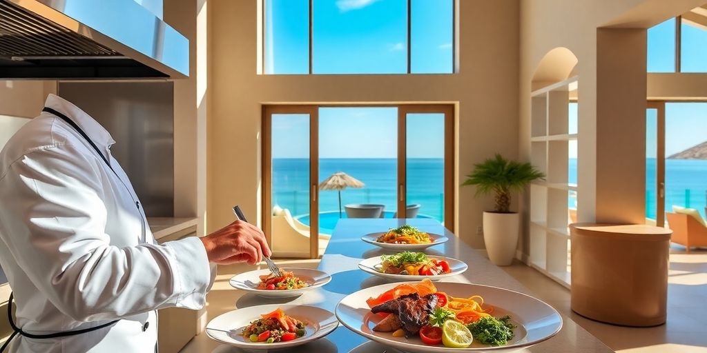 Luxury villa dining experience with a private chef in Cabo.