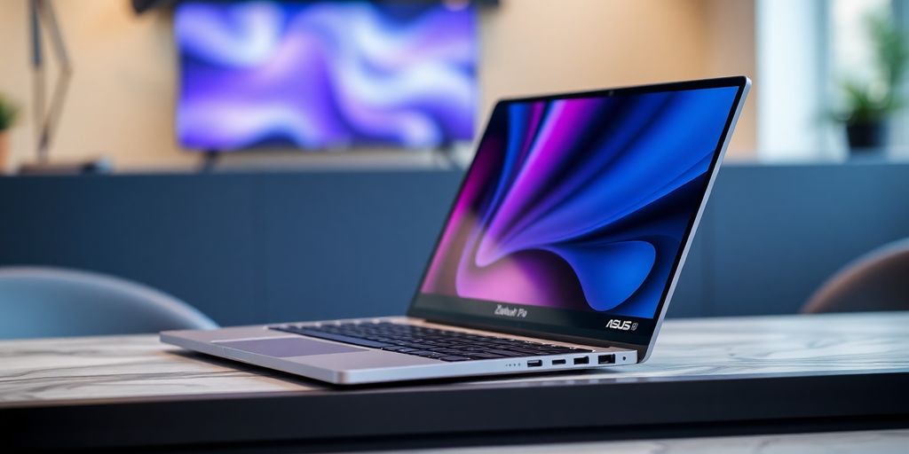 لابتوب Asus Zenbook Pro على مكتب أنيق