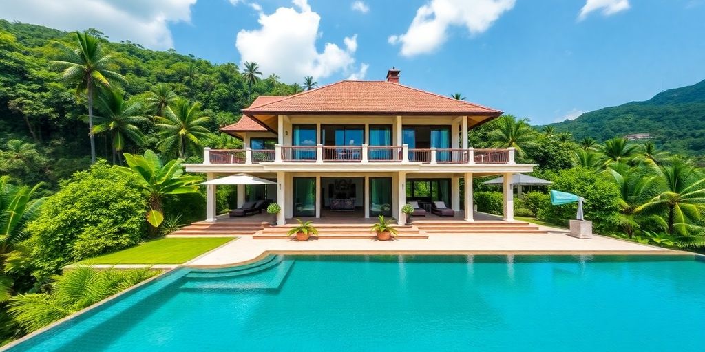 Luxurious villa in Phuket with tropical surroundings.