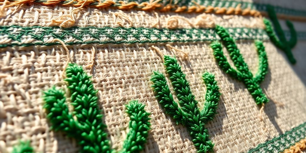 Textil ceremonial nahua con bordados de cactus.