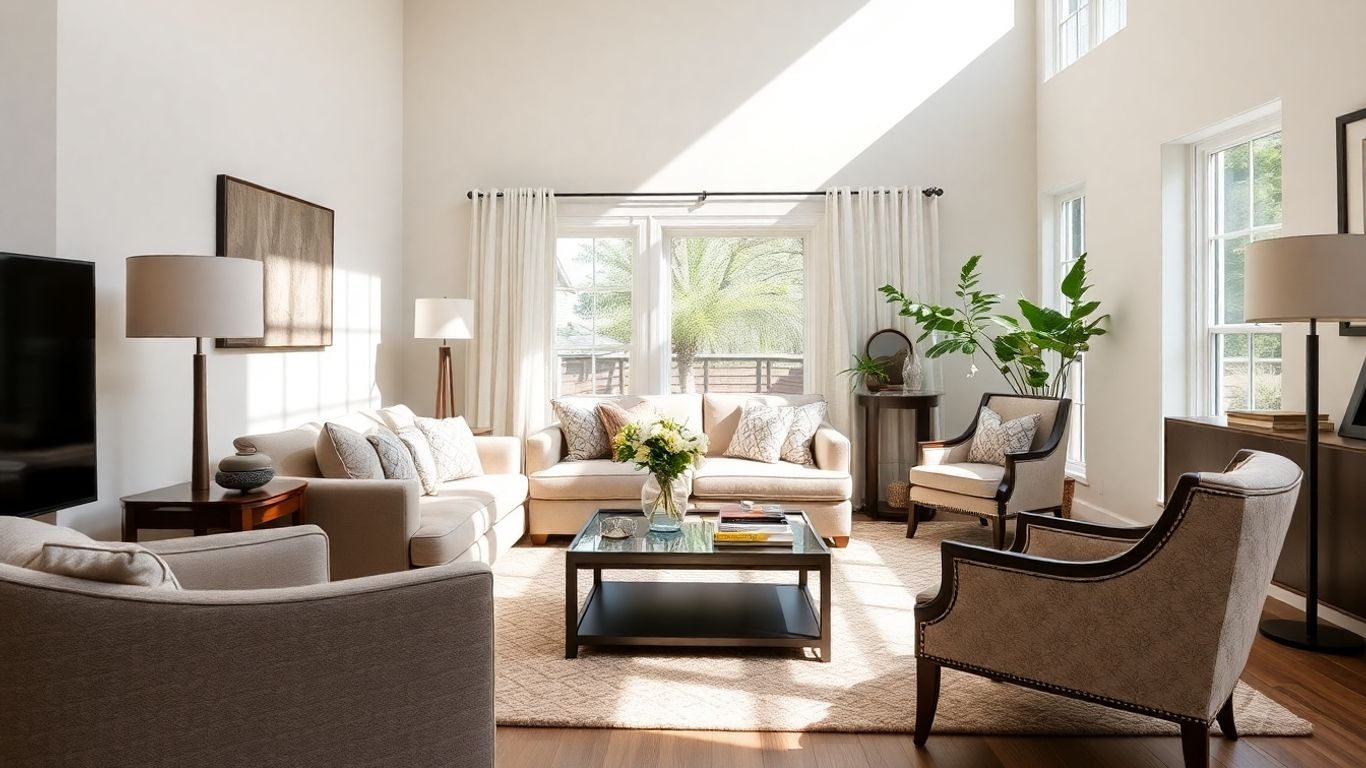 Cozy living room with sofa and chairs