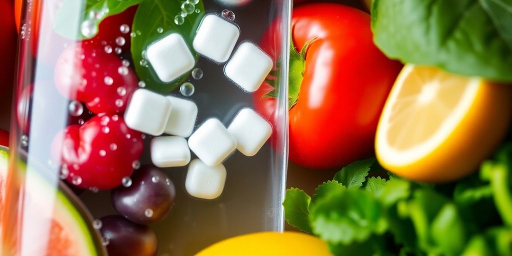 Electrolyte tablets with fruits and vegetables for hydration.